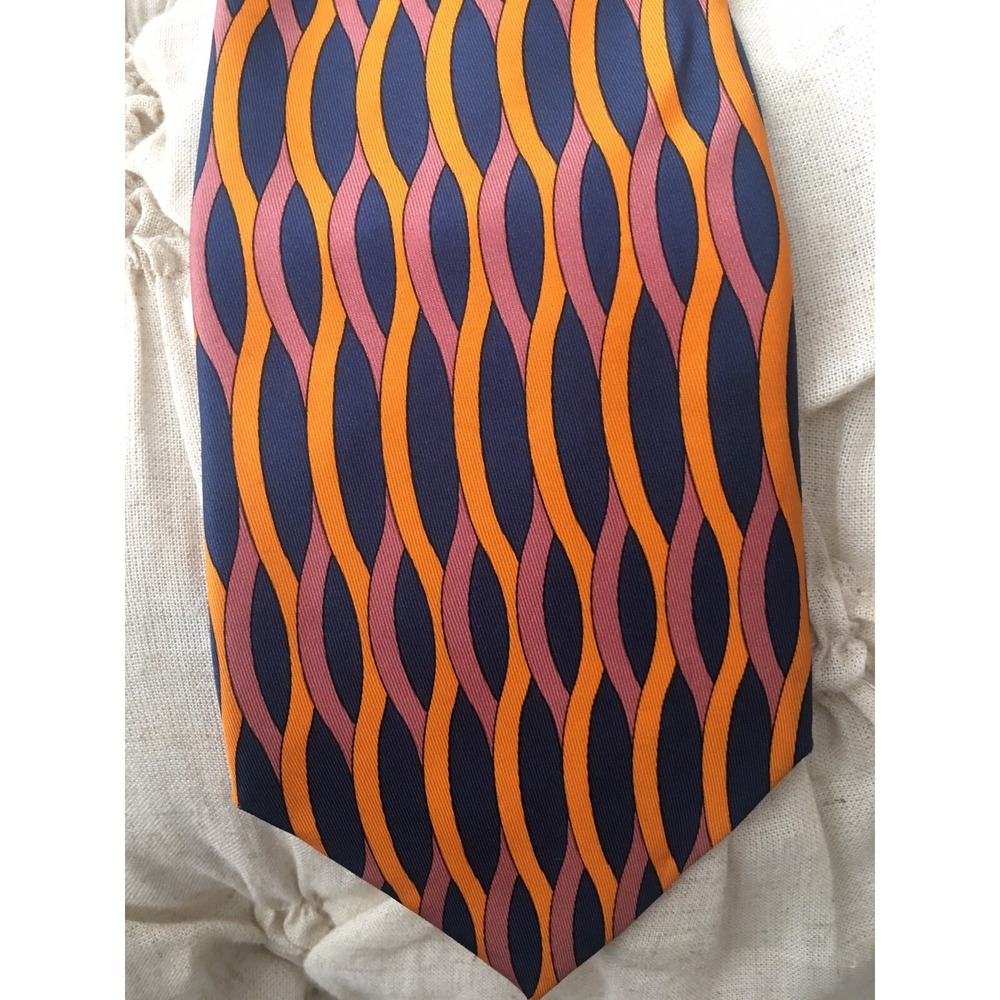 GUCCI Silk Necktie ITALY Luxury Designer Geometric blue orange purple Bright